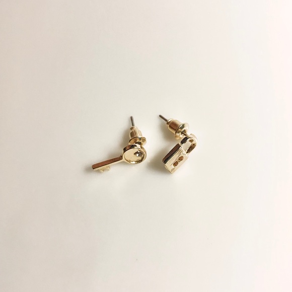 “Just A Secret” Lock Key Dainty Cute Stud Earring - Picture 8 of 8